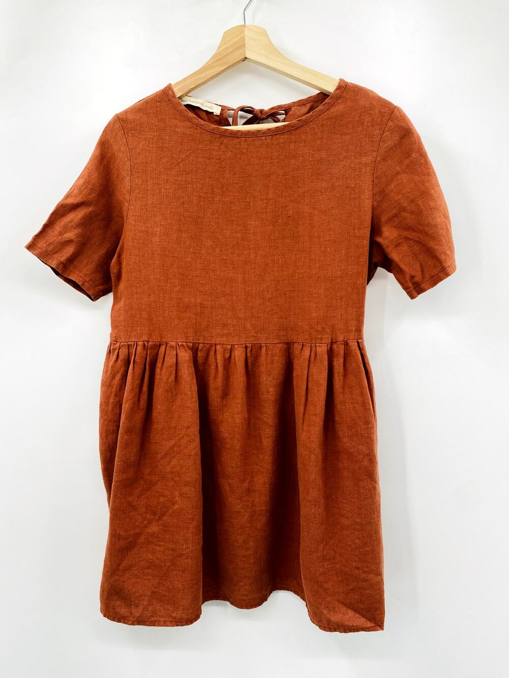 Linen Handmade Studio Orange Linen Babydoll Dress